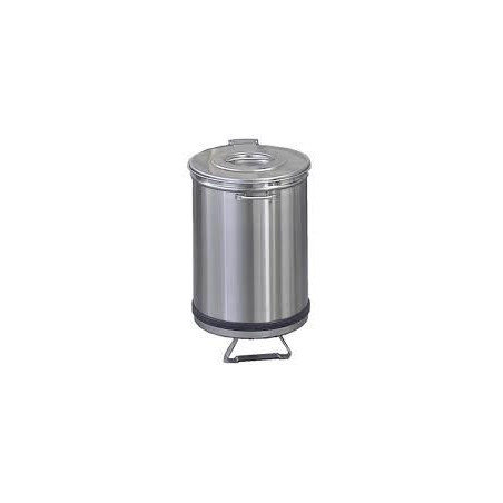 POUBELLE A DECHETS 100L.  EN INOX -PEDALE D'OUVERTURE