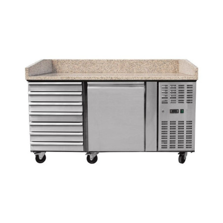 TABLE RÉFRIGÉRÉE A PIZZA DESSUS GRANIT 1 PORTE + 7 TIROIRS