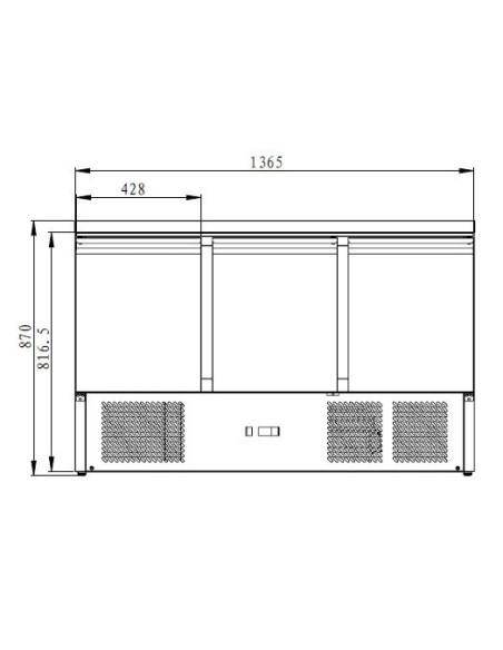 Table réfrigérée centrale 3 portes GN 1/1 froid positif