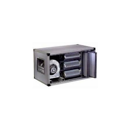 Caisson à charbons actifs motorisé débit:3000m3/h. 9 cylindres (cap 15kg).hst:15.