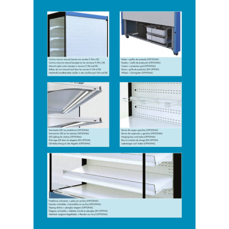 Vitrine Long..866 ouverte réfrigérée compact tout inox cronus plus