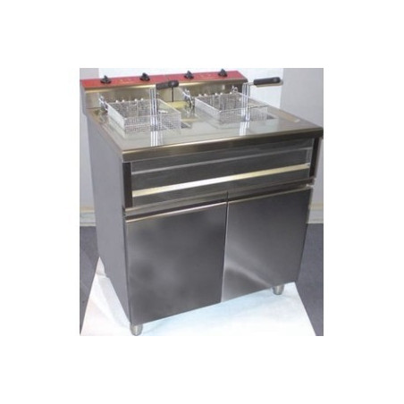 Friteuses 2 x 9 litres monobloc sur coffre avec vidange incorporée