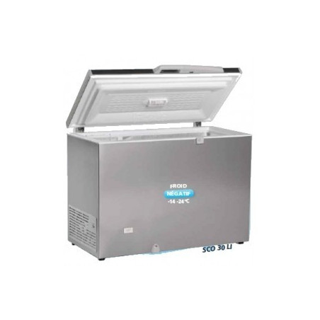Congélateur 220 litres couvercle porte pleine aspect inox