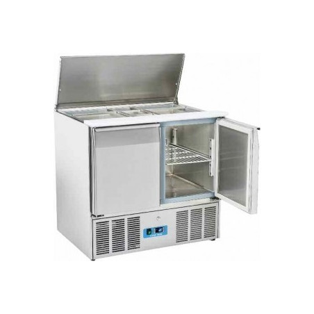 Saladette 2 portes GN 1/1 et dessus 2x GN 1/1 avec 3x GN 1/6
