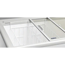Congélateur 387 litres couvercle coulissant «vitrée» aspect inox 2