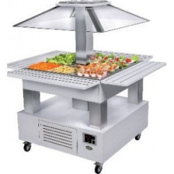 Buffet réfrigére central ilot couvercle fixe 4 bacs GN 1/1