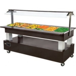 Buffet réfrigéré central mobile - 6 x GN 1/1 avec 0° avec 10°c - 2070x740/950x1370mm