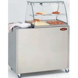 Vitrine chaude / bain marie 2 x GN 1/1 avec meuble de soubassement