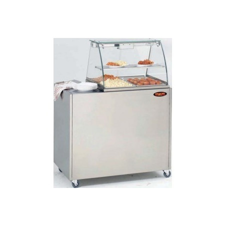 Vitrine chaude / bain marie 2 x GN 1/1 avec meuble de soubassement
