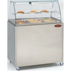 Vitrine chaude / bain marie 3 x GN 1/1 avec meuble de soubassement