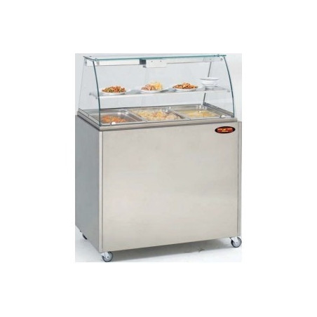 Vitrine chaude / bain marie 3 x GN 1/1 avec meuble de soubassement