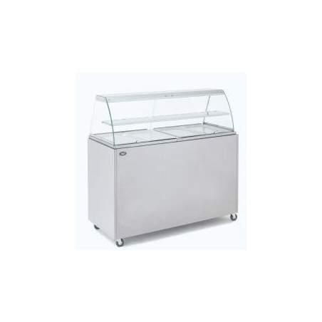Vitrine chaude / bain marie 4 x GN 1/1 avec meuble de soubassement