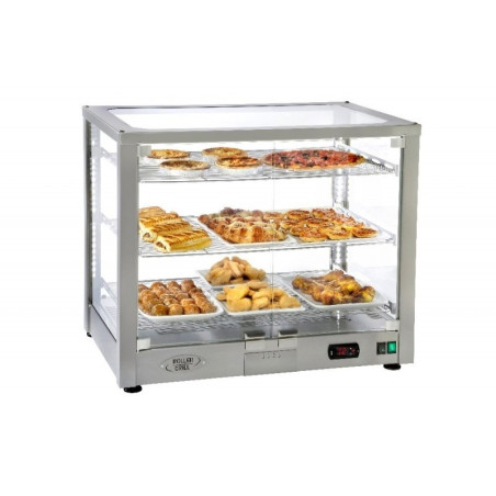 Vitrine chauffante ventilée 3 niveaux - noire
