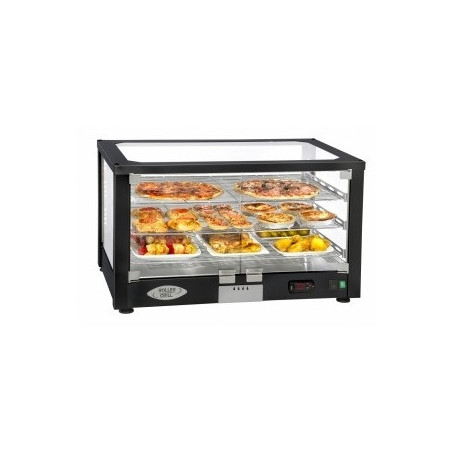 Vitrine chauffante ventilée 3 niveaux - noire