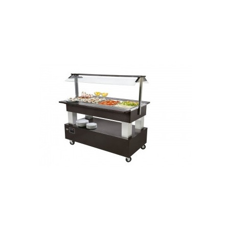 Buffet mixte chaud et froid central mobile 4 GN1/1