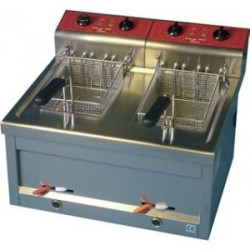 Friteuse 2 x 9 litres à poser triphase avec vidange