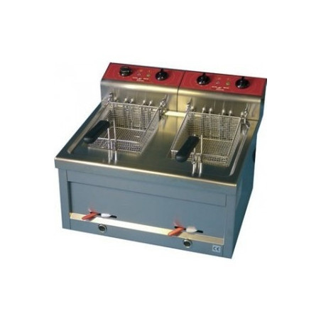 Friteuse 2 x 9 litres à poser triphase avec vidange