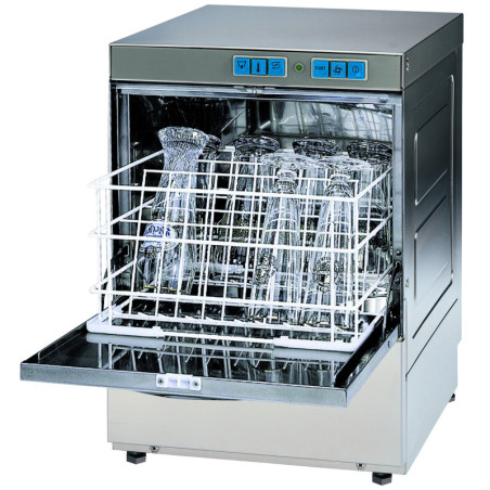 Lave-verres 1300 verres/h - panier 400 x 400 - adoucisseur incorporée - 