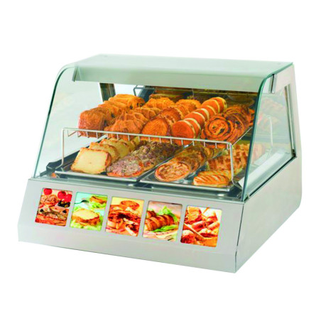 Vitrine chauffante de comptoir capacite 2 GN1/1