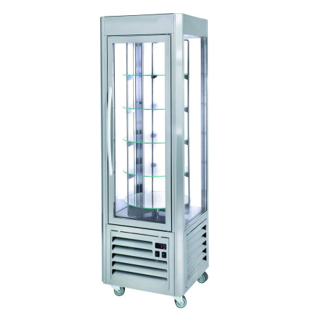Vitrine réfrigérée "panoramique" inox 5 plateaux rotatifs