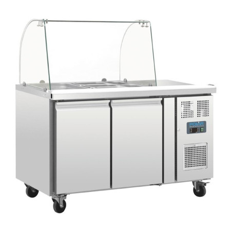 Saladette de préparation réfrigérée 2 portes avec pare-haleine vitré