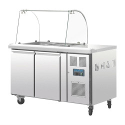 Saladette de préparation réfrigérée 2 portes avec pare-haleine vitré 2