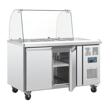 Saladette de préparation réfrigérée 2 portes avec pare-haleine vitré