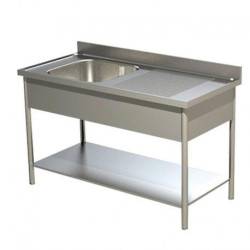 Plonge 1 bac avec egouttoir gauche 1200x600  dim.  cuve:50x40x30 2