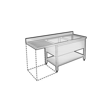 Plonge 2 bacs avec eg.droit avec p.l.v 1800x700
