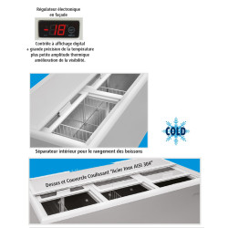 Refroidisseur 304 litres pour boissons fraîches 0° avec 10°c aspect inox 2