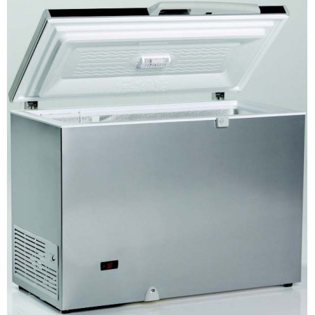 Congélateur 220 litres couvercle porte pleine aspect inox