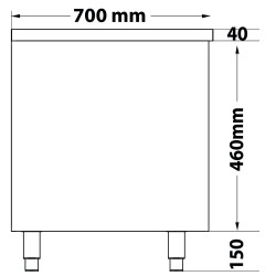 TABLE SOUBASSEMENT INOX 1200 X 700  POUR PLAN DE CUISSON  DESSOUS OUVERT 2