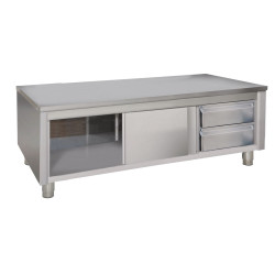 TABLE SOUBASSEMENT  INOX 1200 X 700  DESSOUS FERMÉ PORTE COULLISSANTE CENTRALE 2
